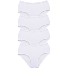 Çankaya Giyim 4 Adet Tutku Kadın Yüksek Bel Bato Kalın Lastik Külot Beyaz