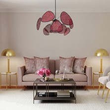 Mylamp Bulut Bordo Doğal Hazeran Avize 75X35 Cm, 9+1 Yaprak ve 3+1 Duylu