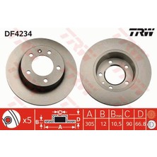 TRW-DF4234 - Fren Disk Arka Master Iı 98> / Movano A 98> / Interstar 02> 5 Bijon Düz 305MM