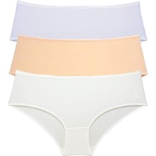 Çankaya Giyim 3 Adet Kadın Yüksek Bel Bato Külot Beyaz Ten Krem