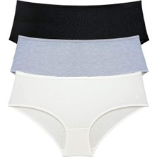 Çankaya Giyim 3 Adet Kadın Yüksek Bel Bato Külot Siyah Gri Krem