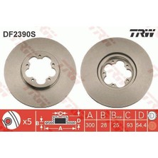 TRW-DF2390S - Fren Disk Ön Transıt V184 06> Transıt V347 06> Arkadan Çekişli 5 Bijon Havalı 300MM