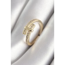 Sinerji Shop Pirinç Gold Renk Zirkon Taşlı Kadın Yüzük - TJ-BYK3080