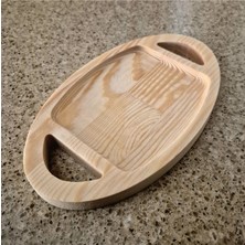Kitty Home Oval Küçük Sunum/çerez Tahtası - 14 x 24 cm - Açık Kahverengi