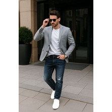 Banny Jeans Erkek Dizi Yırtık Jean Pantolon Koyu Mavi