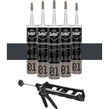 Selsil Ga Silikon 280 Gr. Antrasit Gri (5 Adet), Plastik Tabanca