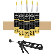 Selsil Silikonize Mastik 500 Gr. Bej (5 Adet), Plastik Tabanca