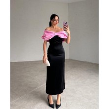 Tiana Pembe Önü Fiyonklu Elbise