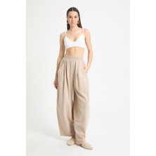 Bej %100 Pamuk Oversize Tasarım Pantolon 29210
