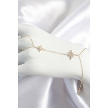 Pirinç Zirkon Taşlı Kutup Yıldızı Model Gold Renk Kadın Şahmeran