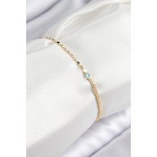 Pirinç Zirkon Taşlı Boncuk Model Ezme Zincir Gold Renk Kadın Bileklik