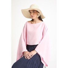 Pembe Oversize Kesim Müslin Bluz 29230
