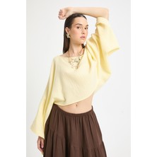 Sarı Oversize Kesim Müslin Bluz 29230
