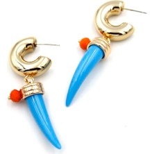 Fildişi Halka Küpe - Mavi