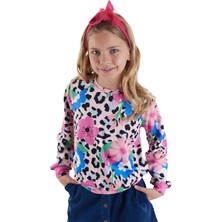 Çiçekli Leopar Kız Çocuk Sweatshirt