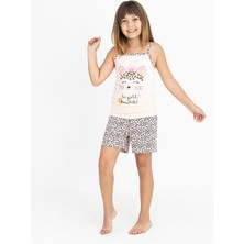 Kız Çocuk Pamuklu Ip Askılı Şortlu Pijama Takımı