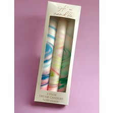 Aeon Candle Studio Ae'on Dekor Mermer Desen Şamdan Mum 3 Lü Paket (Damlatmaz)