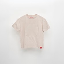 Jantifox Unisex, 100% Koton, Çocuk, Oversize, Janti Fox Patchleriyle Tasarlanabilir Bej T-Shirt