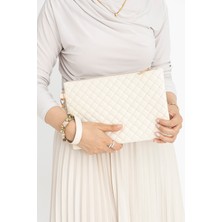 Kadın Kapitone Deri Clutch Portföy Çanta