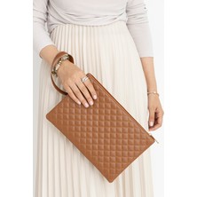 Kadın Kapitone Deri Clutch Portföy Çanta