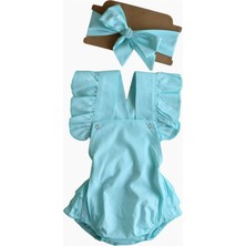 Parla Kids Kız Bebek Mint Pamuklu Salopet Bandana Takım