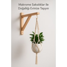 Makrome Ip Askı Saksılık Çiçeklik (1 Adet Ahşap Askılık Hediyeli)