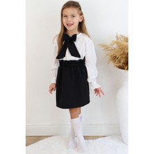 Parla Kids Kız Çocuk Uzun Kollu Siyah Etek Ekru Bluz Fular 23 Nisan Takım