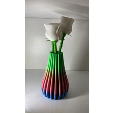 3D Baskı Gri Dekoratif Plastik Vazo – Özgün Tasarım Raf & Masa Süsü