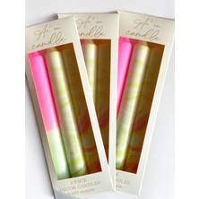 Aeon Candle Studio Ae'on 3'lü Mum Seti Mermer Desen Pastel Renkli Şamdan Mum