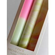 Aeon Candle Studio Ae'on 3'lü Mum Seti Mermer Desen Pastel Renkli Şamdan Mum