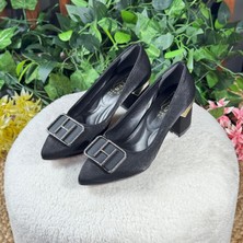 Özel Tokalı Dokulu Topuklu Ayakkabı M1148