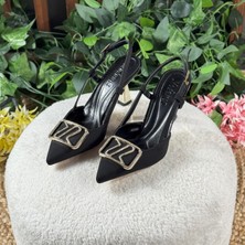 Özel Gold Parlak Tokalı Ince Topuklu Ayakkabı M1108