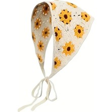 Çiçekli Örgü Üçgen Bandana