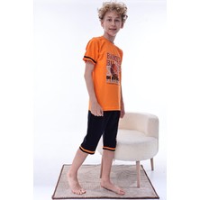 Miniğimin Cicileri (11-14 Yaş) Basketbol Desenli Erkek  Çocuk kapri takım - Turuncu