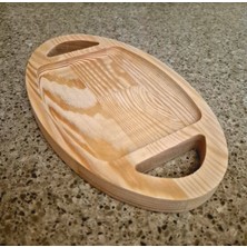 Kitty Home Oval Küçük Sunum/çerez Tahtası - 14 x 24 cm - Açık Kahverengi