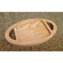 Kitty Home Oval Küçük Sunum/çerez Tahtası - 14 x 24 cm - Açık Kahverengi