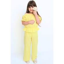 Parla Kids Kız Çocuk Gloria Sarı Şile Bezi Bluz Pantolon Takım