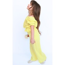 Parla Kids Kız Çocuk Gloria Sarı Şile Bezi Bluz Pantolon Takım