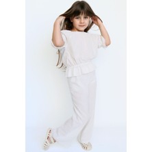 Parla Kids Kız Çocuk Gloria Beyaz Şile Bezi Bluz Pantolon Takım