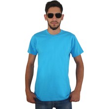 Erkek %100 Pamuklu Bisiklet Yaka Tişört, Nefes Alabilen Kaliteli T-Shirt
