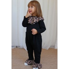 Parla Kids Kız Çocuk Leopar Yakalı Çıtçıt Detaylı Tulum Salopet