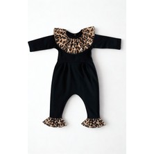 Parla Kids Kız Çocuk Leopar Yakalı Çıtçıt Detaylı Tulum Salopet