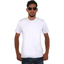 Erkek %100 Pamuklu Bisiklet Yaka Tişört, Nefes Alabilen Kaliteli T-Shirt