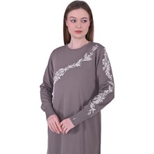 Güldalı Triko Elbise Vizon-Ekru