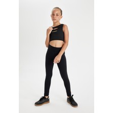 DeFacto Kız Çocuk Standart Boy Siyah Basic Düz Tayt D3226A824WN