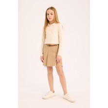 DeFacto Kemerli Pileli Gabardin Etek Kız Çocuk D9221A825SM