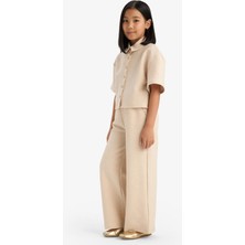 DeFacto Kız Çocuk Beli Lastikli Wide Leg Geniş Bol Paça Bürümcük Pantolon E1103A825SP