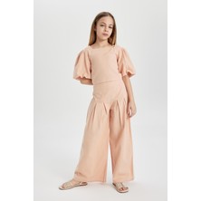 DeFacto Kız Çocuk Wide Leg Geniş Bol Paça Pamuklu Pantolon C0448A824SP