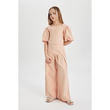 DeFacto Kız Çocuk Wide Leg Geniş Bol Paça Pamuklu Pantolon C0448A824SP