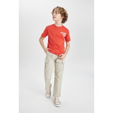 DeFacto Kargo Cepli Düz Paça Gabardin Pantolon Erkek Çocuk B5924A824SP